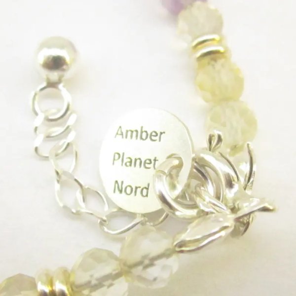 Ametyst, Kwarc Różowy, Kryształ Górski i srebro - bransoletka 17,5 cm + 2,5 cm regulacji