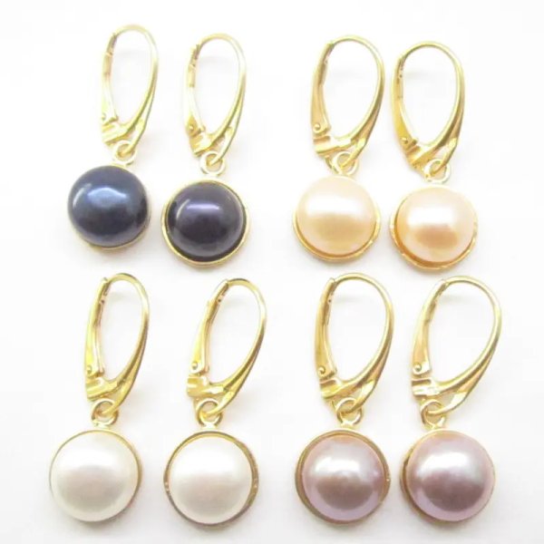 Perły Różowe w srebrze złoconym - kolczyki