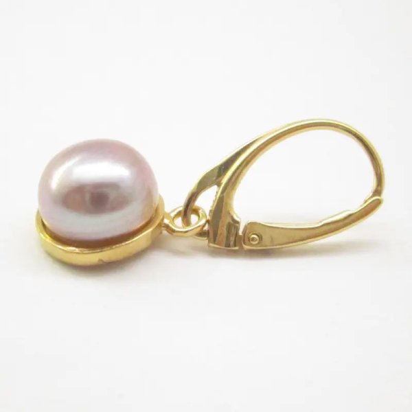 Perły Różowe w srebrze złoconym - kolczyki