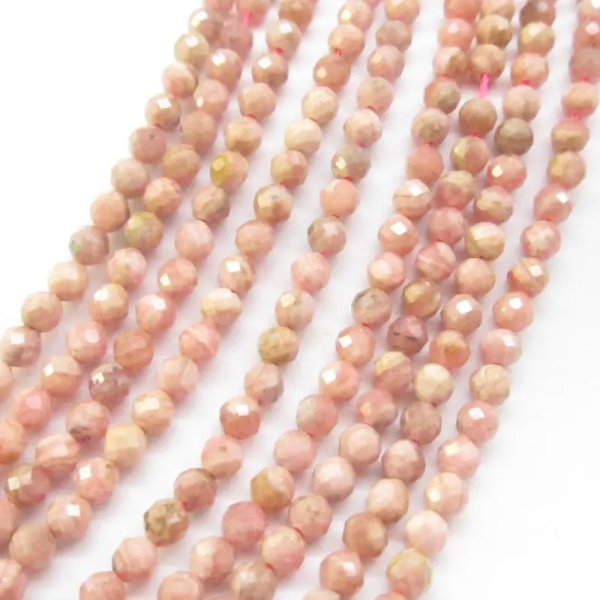 Rodochrozyt fasetowany kulki 2,9 mm – sznur ok. 38 cm