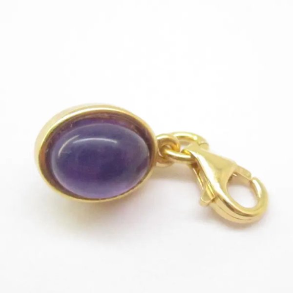 Srebro Ag Złocone - zawieszka charms Ametyst dwustronny 9x7 mm 