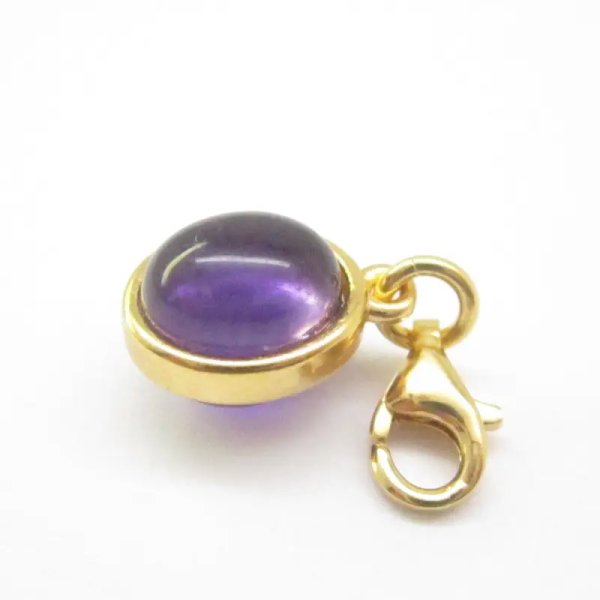 Srebro Ag Złocone - zawieszka charms Ametyst dwustronny 9x7 mm 