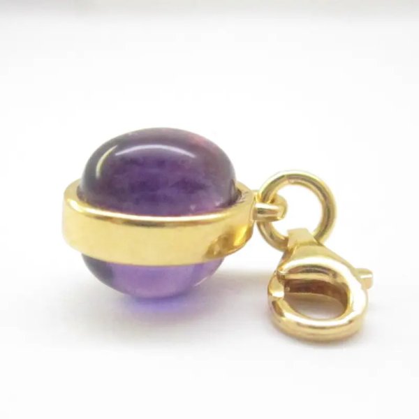 Srebro Ag Złocone - zawieszka charms Ametyst dwustronny 9x7 mm 