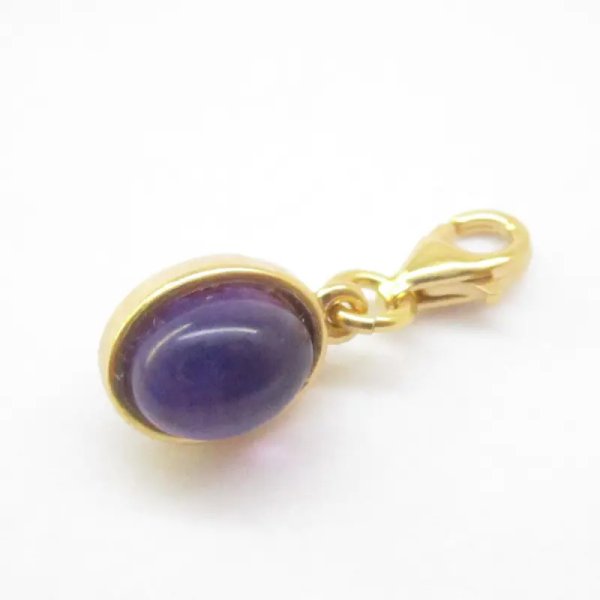 Srebro Ag Złocone - zawieszka charms Ametyst dwustronny 9x7 mm 