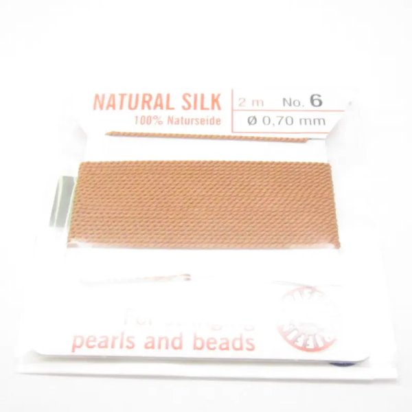 Nici Jedwabne brązowe (cornelian) z igłą - 0,7 mm /2 metry