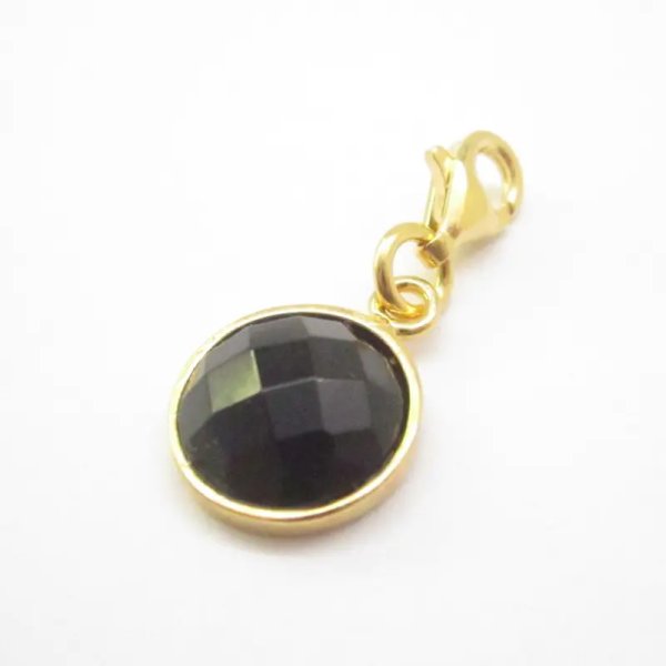 Srebro Ag Złocone - zawieszka charms Onyks fasetowany 10 mm 