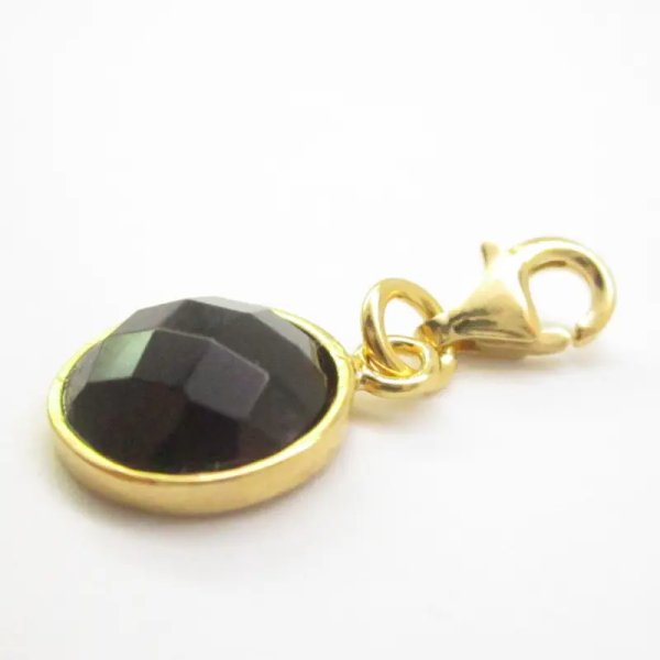 Srebro Ag Złocone - zawieszka charms Onyks fasetowany 10 mm 