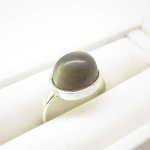 Kamień Słoneczny i srebro - pierścionek owal (Rozmiar Jubilerski 20)