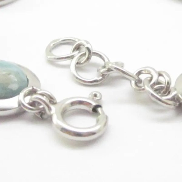 Larimar i srebro rodowane - bransoletka owale