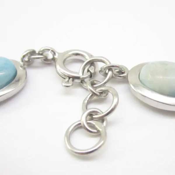 Larimar i srebro rodowane - bransoletka owale