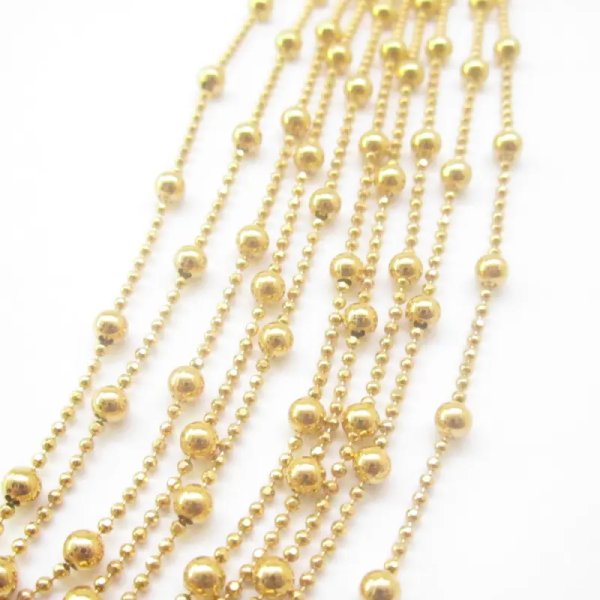 Łańcuszek z kulkami (38 cm - 70 cm) - srebro złocone 