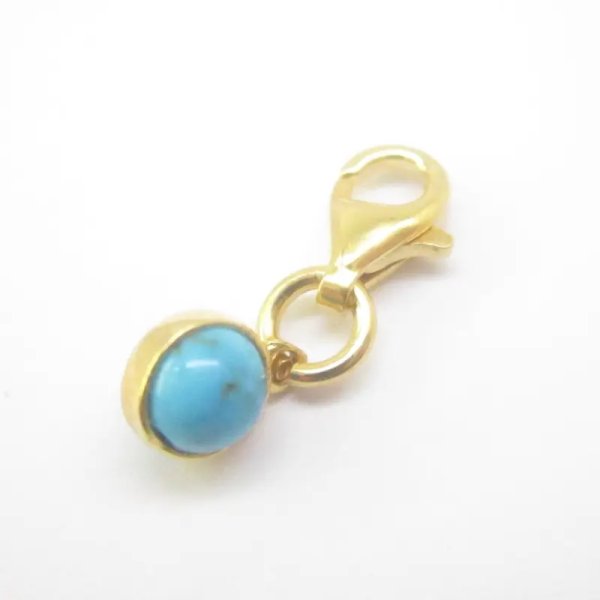 Srebro Ag Złocone - zawieszka charms Turkus obustronny 5 mm 
