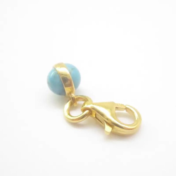 Srebro Ag Złocone - zawieszka charms Turkus obustronny 5 mm 