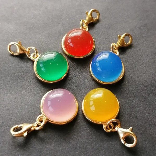 Srebro Ag Złocone - zawieszka charms Agat czerwony 12 mm 