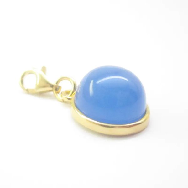 Srebro Ag Złocone - zawieszka charms Agat niebieski 12 mm 