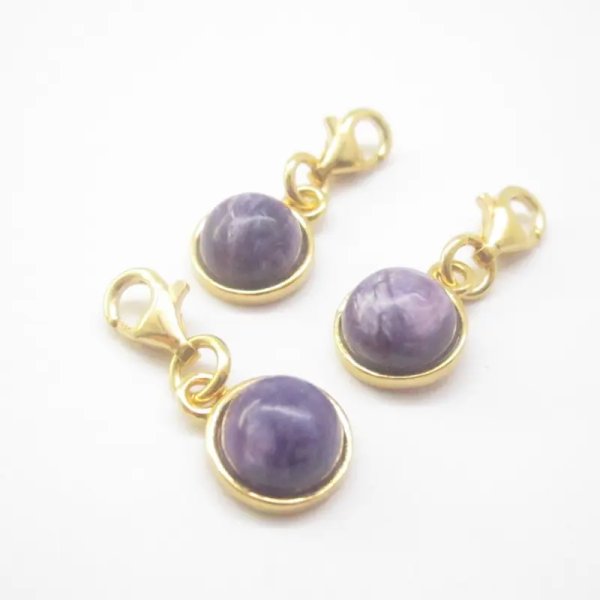 Srebro Ag Złocone - zawieszka charms Czaroit 8 mm 