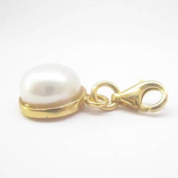 Srebro Ag Złocone - zawieszka charms Perła biała 10 mm 