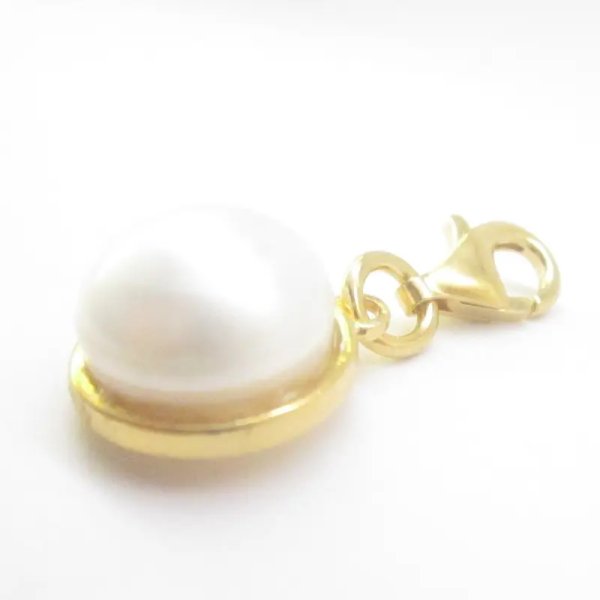 Srebro Ag Złocone - zawieszka charms Perła biała 12 mm 