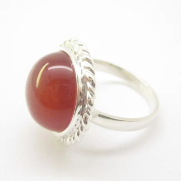 Agat czerwony i srebro - pierścionek (Rozmiar jubilerski 14, 15) +/- 2 rozmiary dodatkowej regulacji