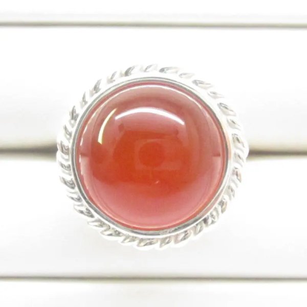 Agat czerwony i srebro - pierścionek (Rozmiar jubilerski 14, 15) +/- 2 rozmiary dodatkowej regulacji