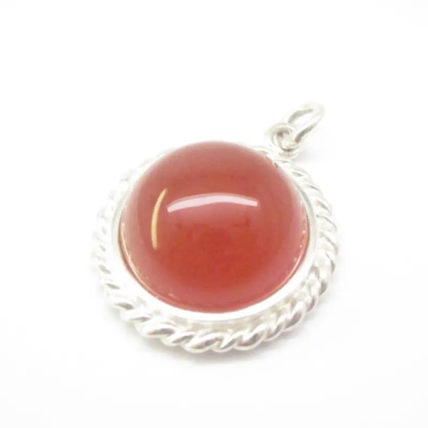 Agat czerwony i srebro - zawieszka 15,5 mm 