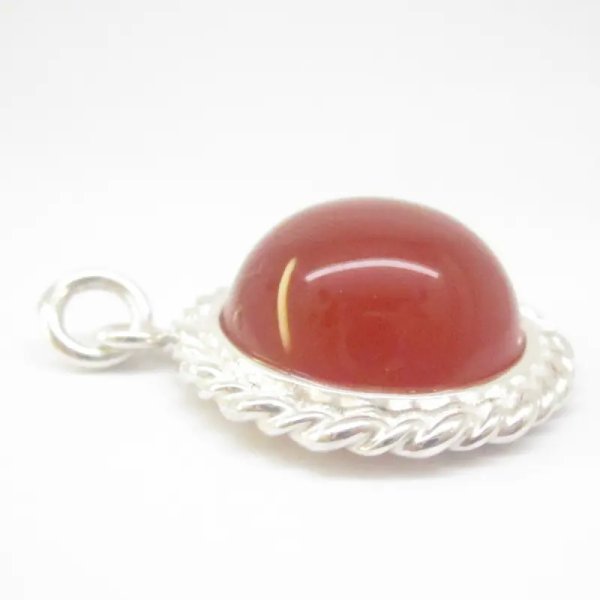 Agat czerwony i srebro - zawieszka 15,5 mm 