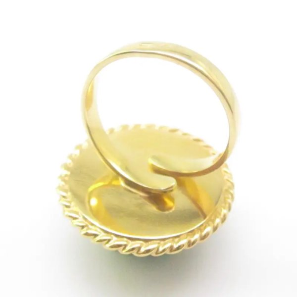 Agat zielony w srebrze złoconym - pierścionek (Rozmiar Jubilerski 17 lub 18) z regulacją