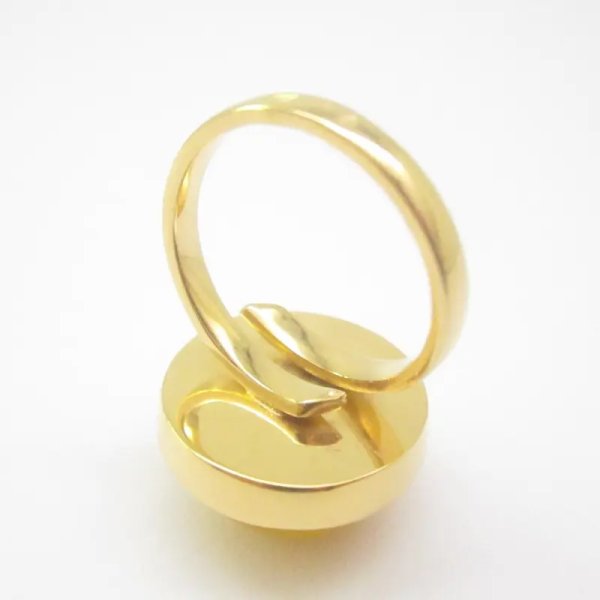 Agat żółty w srebrze złoconym - pierścionek (Rozmiar Jubilerski 14 lub 18) z regulacją