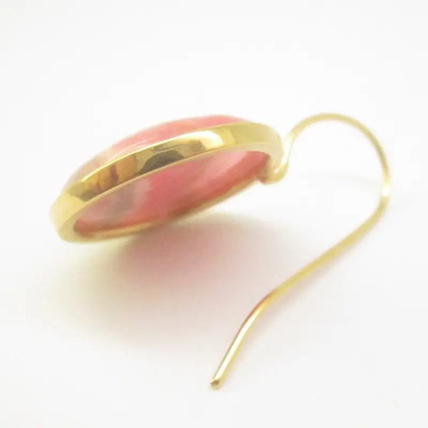 Rodochrozyt w srebrze złoconym - kolczyki okrągłe