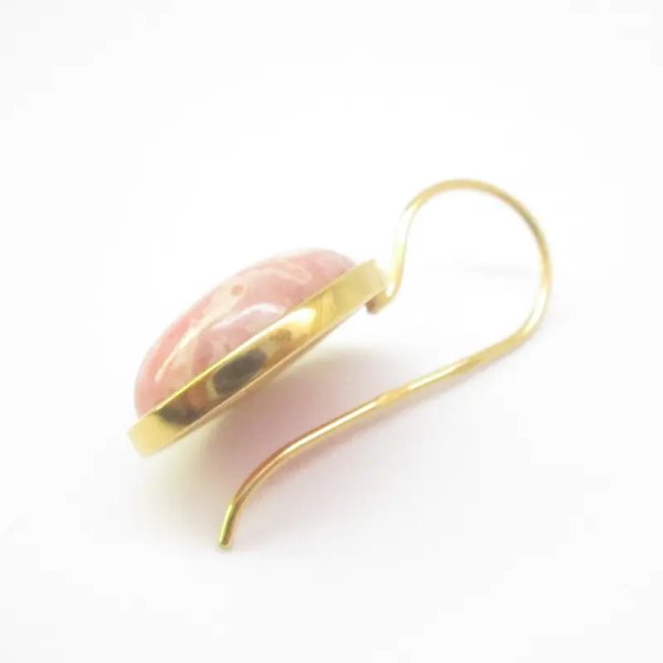 Rodochrozyt w srebrze złoconym - kolczyki owalne