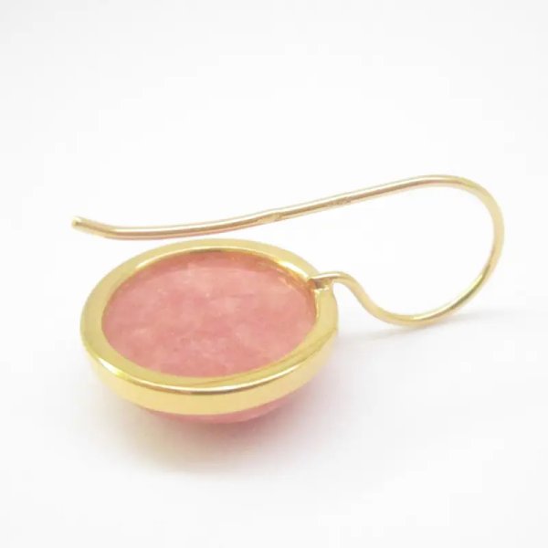 Rodochrozyt w srebrze złoconym - kolczyki okrągłe