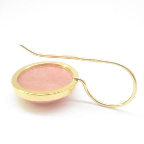 Rodochrozyt w srebrze złoconym - kolczyki okrągłe