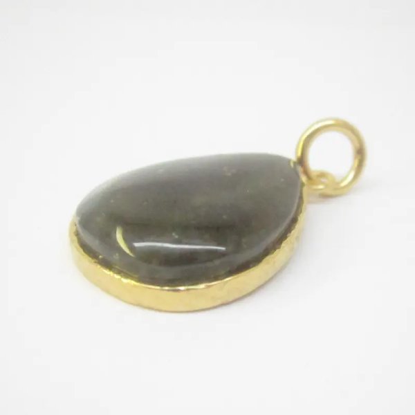 Granat Zielony i srebro złocone - wisiorek łza