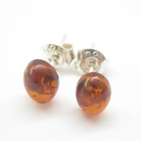 Kolczyki sztyfty z bursztynem (srebro 925)