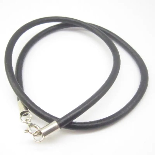 Rzemień skórzany z zakończeniami  i zapięciem srebrnym 925 (2 w cenie 1) - czarny lub brązowy 40/45/50/55/60 PRODUKT DO KUPIENIA TYLKO Z WYBRANYMI ZAWIESZKAMI Z BURSZTYNU