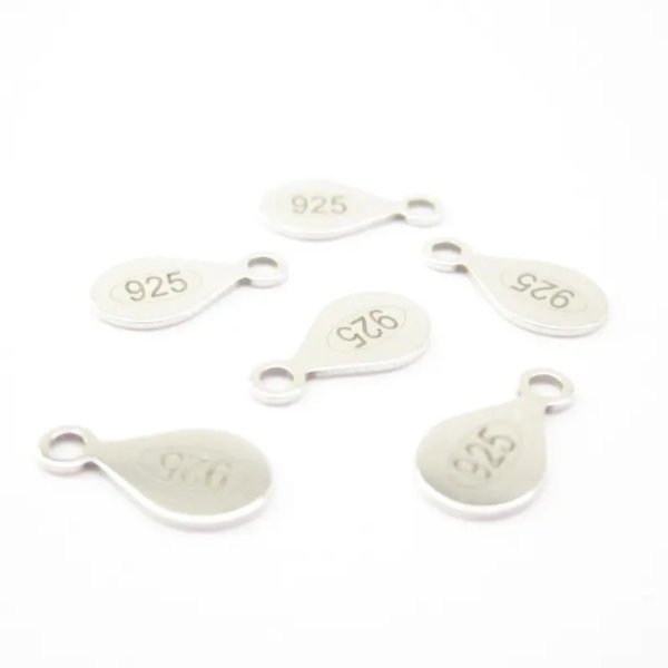 Srebro Ag - zawieszka blaszka cechownicza 925 6,4x3,5mm