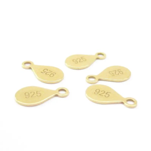 Srebro Ag złocone - zawieszka blaszka cechownicza 925 