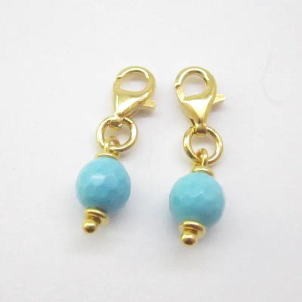 Srebro Ag Złocone - zawieszka charms Turkus fasetowany 6 mm 