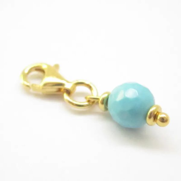 Srebro Ag Złocone - zawieszka charms Turkus fasetowany 6 mm 