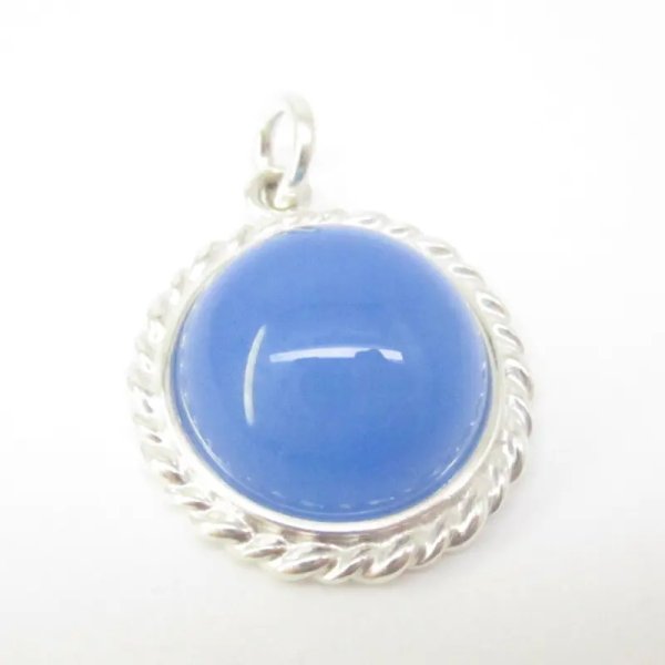 Agat niebieski i srebro - zawieszka 16 mm 