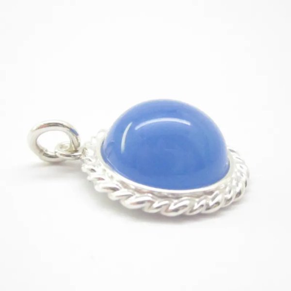 Agat niebieski i srebro - zawieszka 16 mm 