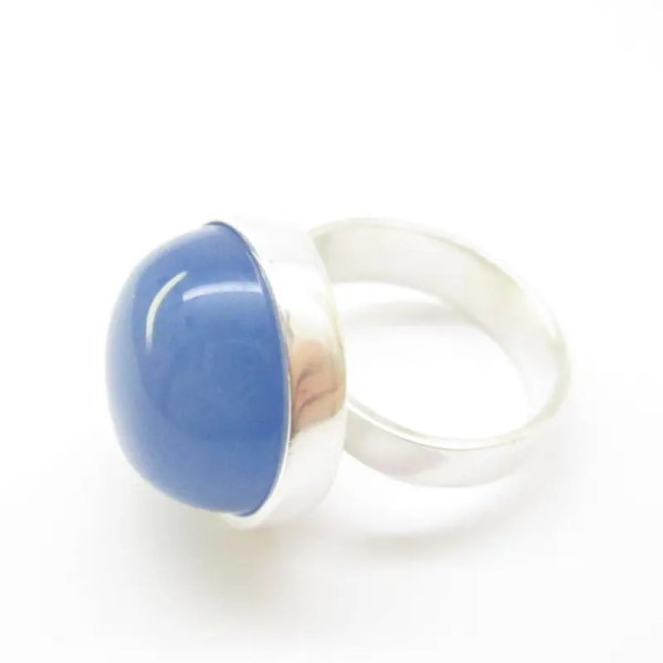 Agat niebieski w srebrze - pierścionek (Rozmiar Jubilerski 16) z regulacją