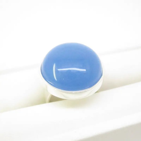 Agat niebieski w srebrze - pierścionek (Rozmiar Jubilerski 16) z regulacją