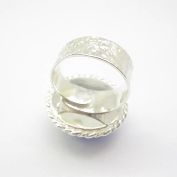 Agat niebieski w srebrze - pierścionek (Rozmiar Jubilerski 15, 20, 21) z regulacją