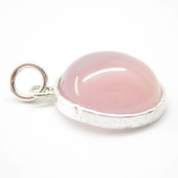 Agat różowy i srebro młotkowane - zawieszka 20 mm 
