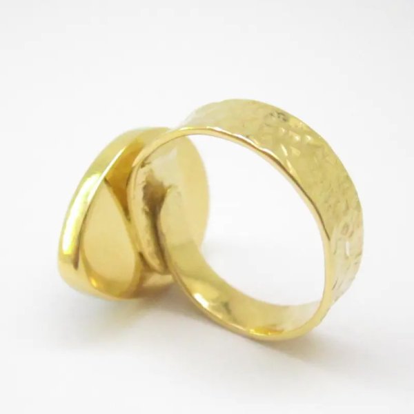 Lapis Lazuli i srebro złocone - pierścionek łza - (rozmiar jubilerski 16) +/- 2 rozmiary regulacji