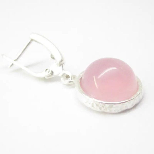 Agat różowy i srebro - kolczyki 12 mm 