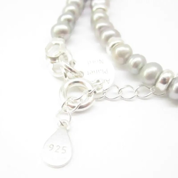 Perły Naturalne szare i srebro - Naszyjnik choker