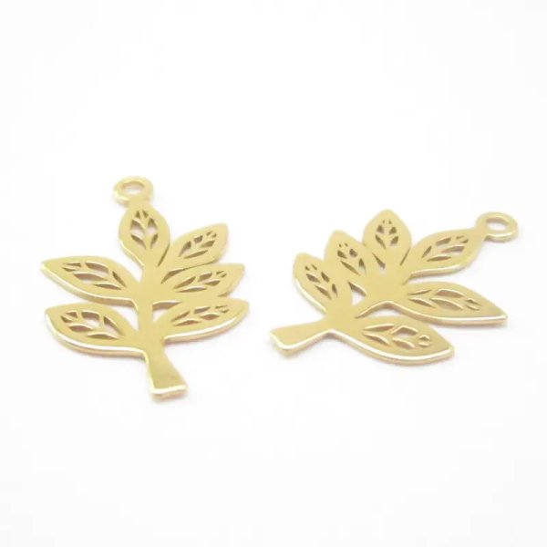 Srebro Ag Złocone - element ozdobny listek 16x11mm  