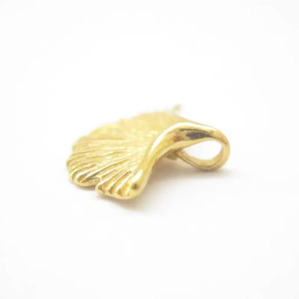 Srebro Ag złocone - wisiorek liść miłorzębu 11x11,5 mm